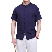 Men Chinese Style Short Sleeved Cotton Linen Shirts Men's Casual Slim Fit Shirt Camisa Hombre SM6