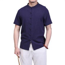 Men Chinese Style Short Sleeved Cotton Linen Shirts Men's Casual Slim Fit Shirt Camisa Hombre SM6
