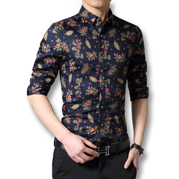 Chemise Homme Men's Casual Slim Fit Large Size Long Sleeved Floral Shirts Camisa Masculina Shirts Hombre SM6