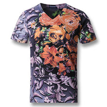 Men Short Sleeved T Shirts Men's Casual Slim Fit Large Size O Neck Floral T Shirts Camisa SM6