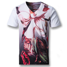 Men Short Sleeved T Shirts Men's Casual Slim Fit Large Size O Neck Floral T Shirts Camisa SM6