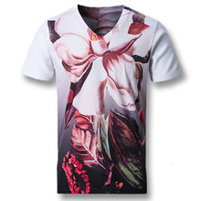 Men Short Sleeved T Shirts Men's Casual Slim Fit Large Size O Neck Floral T Shirts Camisa SM6
