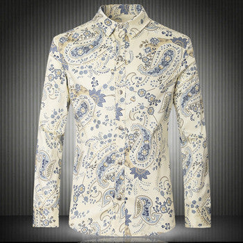 Men Casual Shirts Men's Slim Fit Large Size Long Sleeved Shirts Camisa Masculina Camisa Hombre Floral Shirts SM6