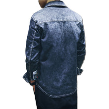 Men Denim Jeans Shirts Camisa Masculina Men's Casual Slim Fit Long Sleeved Turn Down Collar Large Size Shirts SM6