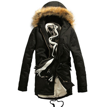 Men Parkas Jacket Coat Men's Casual Slim Fit Thickening Plus Velvet Down Parkas Jacket Cotton Coat Outwear SM6