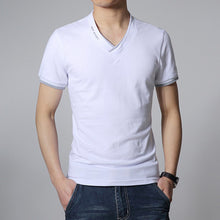 Men Tshirts Cotton Plus Size Men T shirt V Neck Mens Slim Fit T-shirts Luxury Printed Men's White Tops Homens Camiseta SM6