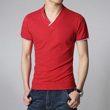 Men Tshirts Cotton Plus Size Men T shirt V Neck Mens Slim Fit T-shirts Luxury Printed Men's White Tops Homens Camiseta SM6