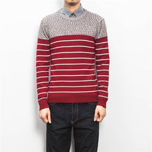 Men Knitted Stripped Sweaters Pullovers Men's Casual Slim Fit Plus Size Long Sleeved O Neck Sweaters Hombre SM6