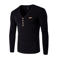 Menswear Solid Color T Shirts Hombre Camisa Masculina Men's Casual Slim Fit Long Sleeved V Neck T Shirts Men SM6
