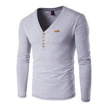 Menswear Solid Color T Shirts Hombre Camisa Masculina Men's Casual Slim Fit Long Sleeved V Neck T Shirts Men SM6