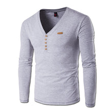 Menswear Solid Color T Shirts Hombre Camisa Masculina Men's Casual Slim Fit Long Sleeved V Neck T Shirts Men SM6