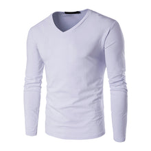 Menswear Solid Color T Shirts Men Camisa Masculina Men's Casual Slim Fit Long Sleeved V Neck T Shirts Hombre SM6