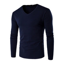 Menswear Solid Color T Shirts Men Camisa Masculina Men's Casual Slim Fit Long Sleeved V Neck T Shirts Hombre SM6