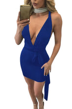 Backless Slip Mini Dress With Belt Sexy Dress Spaghetti Straps Deep v Neck Paty Night Club Wear Dress SM6
