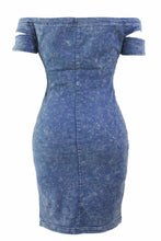 Rose Embroidered Denim Dress Jeans  Casual Off Shoulder Cute Dress For Wo SM6