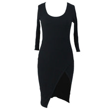 Casual Dress Sexy High-Slit Short Black Midi Dress Half-Sleeve Pencil Dresses For Wo SM6