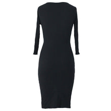 Casual Dress Sexy High-Slit Short Black Midi Dress Half-Sleeve Pencil Dresses For Wo SM6