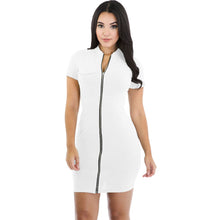 Dress Front Zip Mini Dress Night Sexy Club Wear Turtleneck Black Bodycon Dress With Short Sleeve SM6