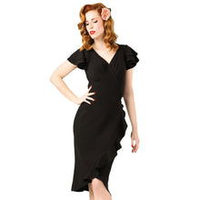 s Cascading Ruffle Bud Elegant Dress Tunic Black Midi Pencil Dresses For Evening Short Party Dress SM6