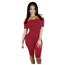 s Off Shoulder Jumpsuit Knee-Length Rompers  Jumpsuit Skinny Slash-Neck Red Shorts Jumpsuits 64066 SM6