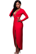 s Red Dress For Slimming Long Sleeve Maxi Dress Sexy Hollow Out Long Bandage Dress Club Wear SM6