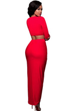 s Red Dress For Slimming Long Sleeve Maxi Dress Sexy Hollow Out Long Bandage Dress Club Wear SM6