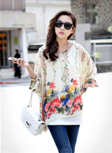 2016 New Bohemian Blouses Women Chiffon Tops Blusas Feminina Floral Print Batwing Sleeve Shirts Summer Casual Blouses Plus Size SM6