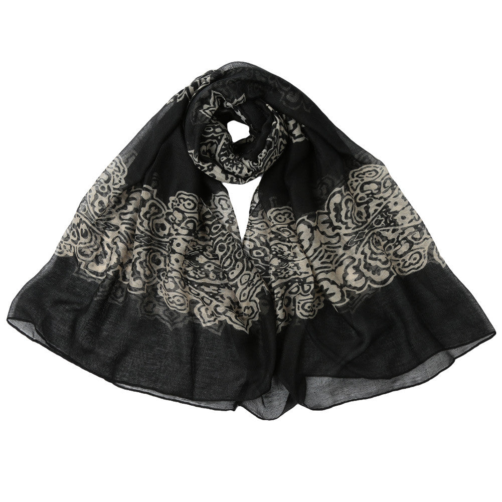 Bohemian Beach Voile Soft Long Scarf Women Vintage Printed Wrap Shawl Stole Scarves Muslim Pashmina SM6