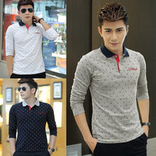 Casual Men T-Shirt Anchor Print Long Sleeves Turn Down Collar Slim Men Tops Tee Blusas Lowest Price SM6