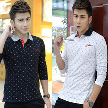 Casual Men T-Shirt Anchor Print Long Sleeves Turn Down Collar Slim Men Tops Tee Blusas Lowest Price SM6