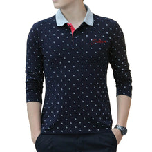 Casual Men T-Shirt Anchor Print Long Sleeves Turn Down Collar Slim Men Tops Tee Blusas Lowest Price SM6