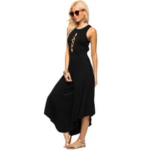 Flare Wide Leg Opening Rompers  Jumpsuit Long Pants Elegant Hollow Out Black Sexy Combinaison Femme SM6