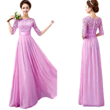 2016 New Fashion Long Sleeve Women's Lace Chiffon Dress Evening Long Dress Party Evening Elegant Dress kurze abendkleid @565 SM6