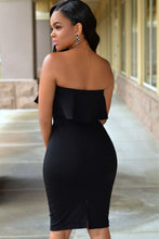 Ruffle Stitching Top Strapless 2 Piece Knee Length Cute Party Dress Set Two Piece Dress Outfits 60602 SM6