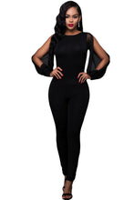 Sexy Hollow Out Mesh Long Sleeve Bodycon Jumpsuit Backless Elegant Rompers  Jumpsuit Long Pants SM6