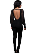 Sexy Hollow Out Mesh Long Sleeve Bodycon Jumpsuit Backless Elegant Rompers  Jumpsuit Long Pants SM6