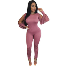Sexy Hollow Out Mesh Long Sleeve Bodycon Jumpsuit Backless Elegant Rompers  Jumpsuit Long Pants SM6