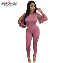 Sexy Hollow Out Mesh Long Sleeve Bodycon Jumpsuit Backless Elegant Rompers  Jumpsuit Long Pants SM6