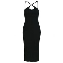 New Fashion Style Sexy Dress Women Tank Dress Black Side Split Sleeveless Dress Mid-Calf Dresses SM6