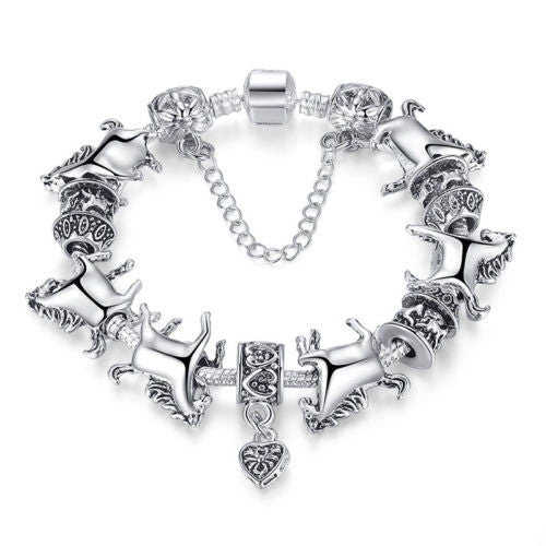 Women Bracelet Silver Plated Crystal Bead Charm Bracelet For Women Fine Jewelry Original Bracelets Gift SM6