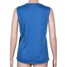 2016 New Fashion Women Girls T-Shirt Women Blue Loose O-Neck T-Shirt Casual Sleeveless Cotton Vest Tops #3546 SM6