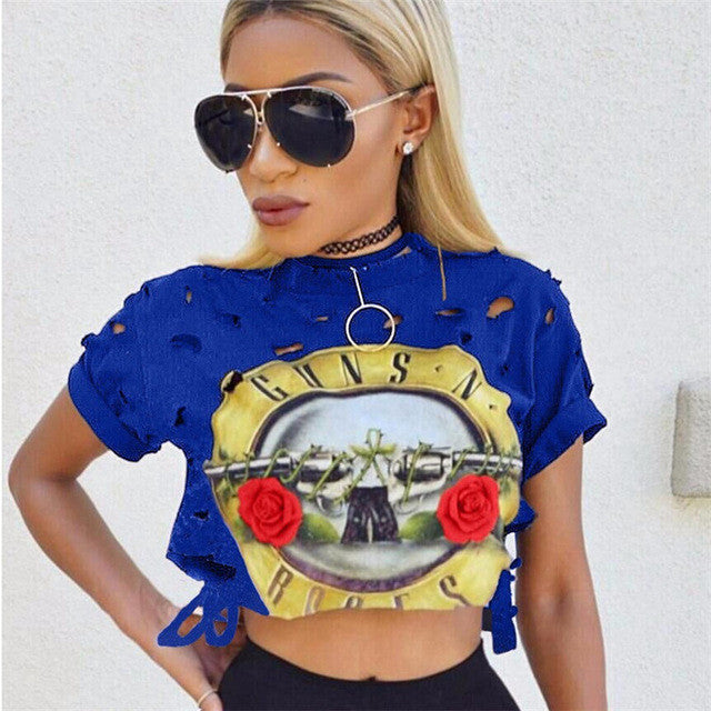 New Fashion Women clothing T shirts Hollow Out Letter Print t-shirt Women Top Short Sleeve Female Crop tops 71623 SM6
