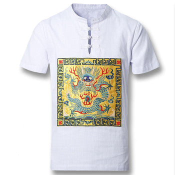 Men Cotton Linen Chinese Style Shirts Men's Casual Slim Fit Short Sleeved Shirt Camisa Hombre SM6