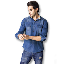 Men Denim Shirts Men's Casual Slim Fit Large Size Long Sleeved Turn Down Collar Jeans Shirts Masculina Men SM6