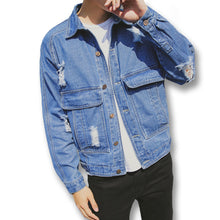 Men Ripped Hole Denim Jeans Jackets Coats Outwear Cardigans Men's Casual Slim Fit Long Sleeved Denim Jackets SM6