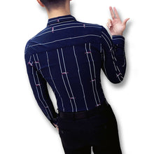 Men Stripped Dress Shirts Hombre Camisa Masculina Chemise Homme Men's Casual Slim Fit Long Sleeved Shirts SM6