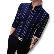 Men Stripped Dress Shirts Hombre Camisa Masculina Chemise Homme Men's Casual Slim Fit Long Sleeved Shirts SM6