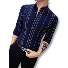 Men Stripped Dress Shirts Hombre Camisa Masculina Chemise Homme Men's Casual Slim Fit Long Sleeved Shirts SM6