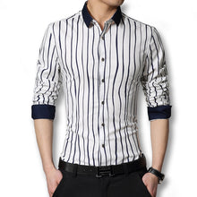 Men Stripped Shirts Chemise Homme Camisa Masculina Men's Casual Slim Fit Long Sleeved Dress Shirts SM6