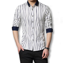 Men Stripped Shirts Chemise Homme Camisa Masculina Men's Casual Slim Fit Long Sleeved Dress Shirts SM6